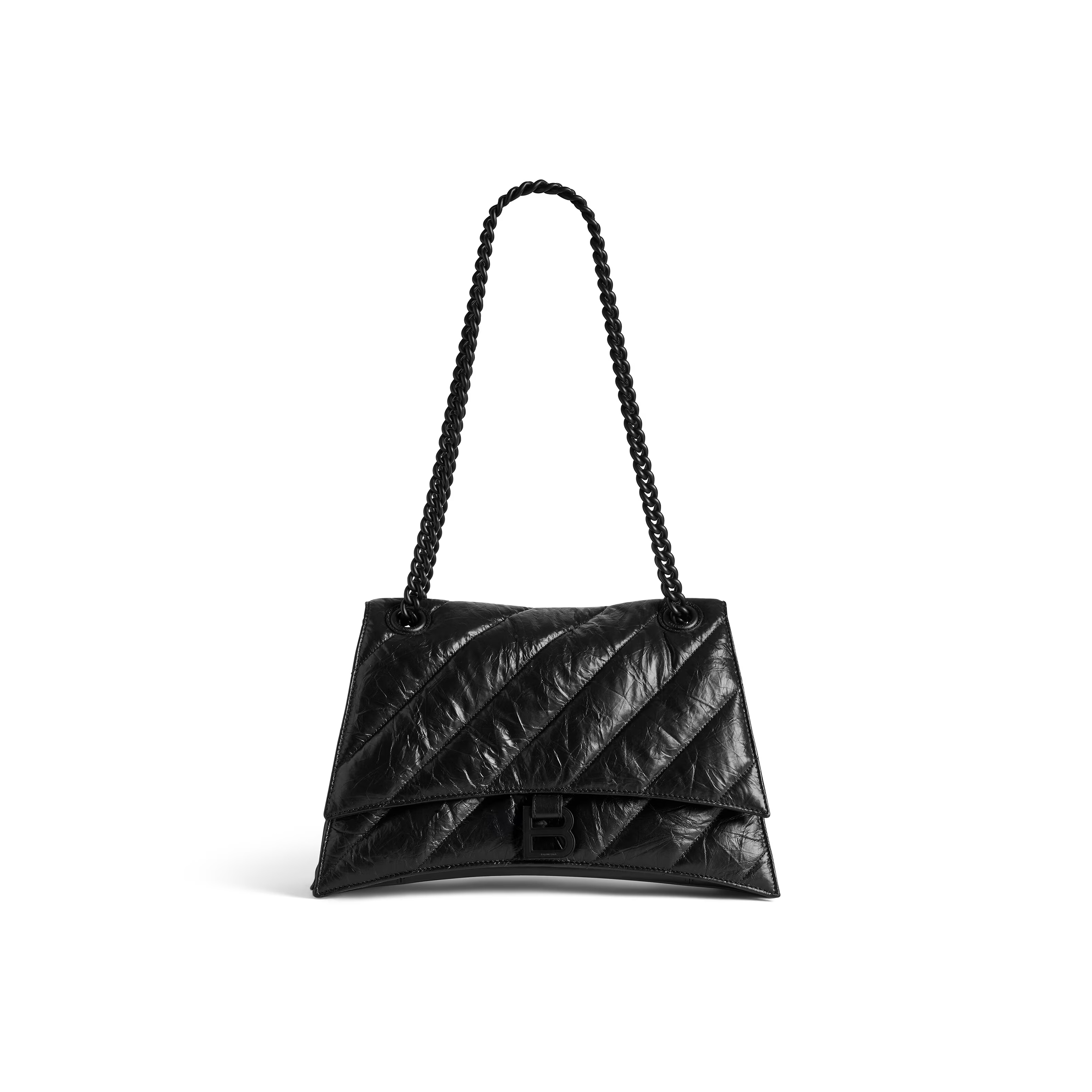 BALENCIAGA WOMEN'S CRUSH CHAIN BAG MEDIUM IN BLACK 716393210IY1000 (31*19.8*6.9cm)